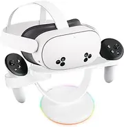 Charging Dock Compatibility for Oculus Quest 3/Quest 2/Quest Pro Accessories/PS5 VR2/PS4 VR/PICO3/4,Touch Switch,RGB Light Effect Vertical Charging Stand and Controller Holder.