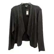 City Chic Jacket Blazer Black Shining Light Black Shimmer Open Front Size 16 New