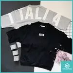 DOT 潮流小物 FILA X SEOUL 漢城企劃 ITALIA 背後大字 落肩 口袋 短T 寬版 黑白 灰 女