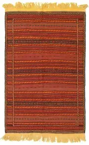 Vintage Hand Woven Carpet 3'4" x 5'3" Traditional Wool Kilim Rug