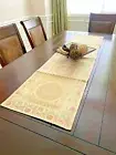 White Table Runner Wall Tapestry Brocade 60 70 Inch Silk White Gold Mandala Gift