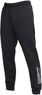 [Nike] Men's Solid Black Logo Tapered Swoosh Therma Fit Joggers Pants