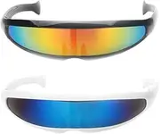 Baosity 2x Futuristic Cyclops Mirrored Sunglasses Novelty Monoblock Glasses Eyewear