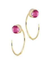 Bloomingdale's Fine Collection Pink Tourmaline Stud and Front Back Hoop Earrings in 14K Yellow Gold