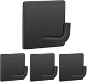 4 Pack Rustproof Self Adhesive Hooks, Stainless Steel Wall Hooks, 3M Strong Adhesive Hooks, no Drilling Required, Perfect for Behind Door,Kitchen,Bedroom,Bathroom