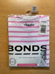 Bonds Baby Pink And White Chesty Singlet 6-12 Months