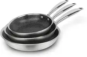 [Qulinart] by Brandt - The Frying pan with Non-Stick Coating is Suitable for All Types of cookers, Including Induction, Without PFOA and lid (Triply, 20, 24 and 28 cm)