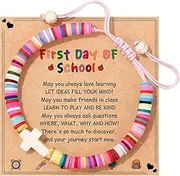 JoycuFF First Day of School Gifts Back to School Gifts Bracelets for Her Him First Day of 1 2 3 Grad Preschool Kindergarten High School College, 5.5-10, no gemstone