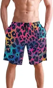 [XYMZR] Men's Swim Trunks Seamless Texture Leopard Print Quick-Dry Bathing Suit Swimming Board Shorts S