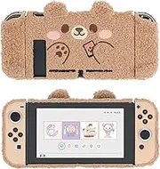 GeekShare Cute Plush Protective Case Cover Compatible with Switch and Game Console- Shock-Absorption and Anti-Scratch - Plush Bear