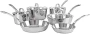 Viking Culinary Contemporary 3-Ply Stainless Steel Cookware Set, 10 Piece, Dishwasher, Oven Safe, Works on All Cooktops Including Induction