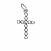 925 Solid Sterling Silver Italian Beaded Cross Pendant With 18" Box Chain