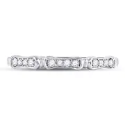 14kt White Gold Round Diamond Stackable Band Ring 1/10 Cttw