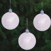 White Snowball Ornament (18 Pack) 2.36 Inch 60mm Glitter Sparkly Snow Ball Ch...