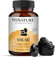 Mi Nature Shilajit Capsules with Fulvic Acid 180 Vegetarian Capsules|1000mg Premium Himalayan Source| Non-GMO |Natural Energy and Performance Supplement