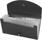 13 Pockets Small Accordion File Folder Expandable Folder Organizer Mini Concertina File Wallets for Document Receipt Bills Checks Storage,Elastic String Closure (Black)