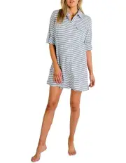 [Jantzen] Stripe Button Through Shirt Dress Blue