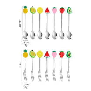 不銹鋼水果叉 卡通造型 甜品匙 長柄攪拌棒 不銹鋼小湯匙 咖啡匙