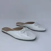 Journee Collection Tammala 003309 Mules Flats Women's 7.5 White Bow Detail 0764
