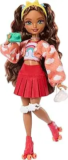 Barbie Dream Besties Doll and Accessories, Teresa Posable Roller Skating Fashion Doll with Brown Hair, 9Video Game Themed Pieces
