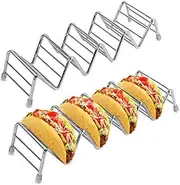 2 Pack Taco Holder Space for 8 to 10 Tacos, Ejoyous Stainless Steel Taco Stand Rack Holds Up to 4-5 Tacos Each,Ideal Taco Stand Tray for Soft Hard Shell with Silicone Protective Tips
