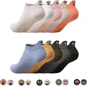 [Rwoythk] 10 Pairs of Women's Socks, Colourful Funny Socks and Happy Smiley Socks, Women's Trainer Socks, colour, One size