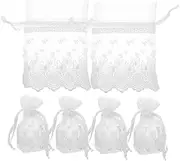 CRILSTYLEO 6pcs Drawstring Bag Satin Mini Bags Drawstring Tie Tube White Polyester