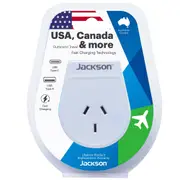 Jackson Travel Power Adaptor/Adapter AUS/NZ To USA & Canada w/ USB Type A/Type C