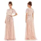 Mac Duggal 4913 Short Sleeve Ombre Sequined Evening Gown Size 14 NWT Rose