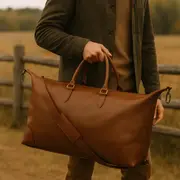 Heritage Tan Leather Weekender Duffle Bag – Handmade Travel Essential