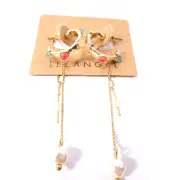 Neiman Marcus Women's Gemstone Hoop Threader earring Set of 2 NWT 120