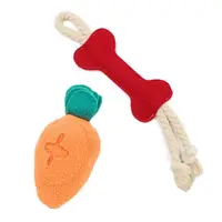 在飛比找momo購物網優惠-【寵物愛家】寵物玩具毛氈製蘿蔔狗骨頭啃咬玩具2件組(寵物玩具