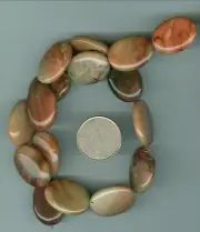 16 inch strand of Natural American Rocky Butte Jasper flat Oval Beads 18mm x 25m