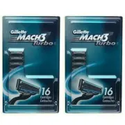 2-PACK Gillette Mach3 Turbo Men's Razor Blade OEM Refills - 32 Cartridges Total