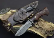 Handmade Damascus Knife, Skinner Knife, Camping knife, Custom knife, Sheath