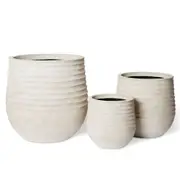 3pc E Style Knox Stonelite Polyethylene Planters Set Decor 28/37/49cm Beige