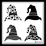 12 X 12 (4 in 1) Witch/Wizard Hats STENCIL Halloween/Stripes/Stars/Circles/Plain