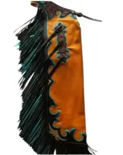 Hand-Tooled Leather Rodeo Chaps – Custom Western Bull Riding Gear with Fringe