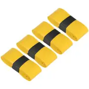 4Pcs Anti Slip Sweatband Absorbent PU Tennis Badminton Racket Grip Tape Yellow