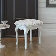 Dressing Stool with Warm White Fabric Upholstery, 7 cm Thick Cushion, Vintage Design, Dimensions 40 x 30 x 47 cm, Elegantly Curved Legs