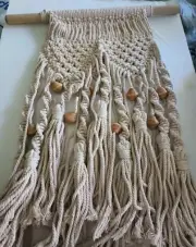 Macrame Wall Hanging with Wooden Beads 25" x 20"