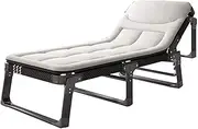 Camping Cot w/Mattress for Adults Adjustable 4-Position Folding Sleeping Bed Heavy Duty Tent Camp Bed Outdoor Lounge Chair for Home Office Travel Beach