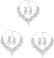 [WRITWAA] 3pcs Bridal Necklace and Earrings Necklaces Wedding Necklace and Earrings Woman Necklace Earrings