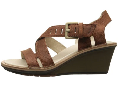 New Merrell SIRAH Lattice Leather Women Wedge Sandals Size 9 (MSRP $150) pb