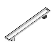 24-Inch Offset Linear Shower Drain with Tile Insert Grate Cover, Brushed 304 ...