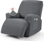 VANSOFY Recliner Chair Cover, 3-Pieces Stretch Lazy Boy Recliner Covers for Recliner Chair Soft Reclining Chair Slipcover Furniture Protector for Dogs Cats(Dark Gray), 1 Seater