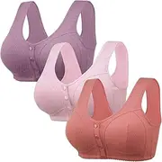 [Generic] High Support Bras for Women Adjustable Strap Full Coverage Up Bras 3pcs Comfortable No Underwire Wireless Bras
