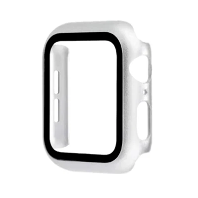 Hard PC Bumper Case w/ Tempered Glass for Apple Watch 41mm Series 7 SILVER