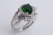 Turkish Jewelry Reversible Drop Cut Emerald Pink White Topaz Ring All Size