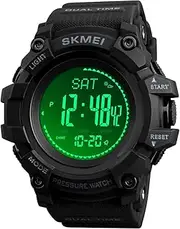 [Gosasa] Mens Outdoor Sports Army Watches Pedometer Calories Digital Watch Altimeter Barometer Compass Thermometer Weather Men Watch (Black)